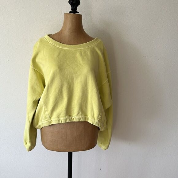 Anthropologie sz S Boxy Crop Sweatshirt NWT limr green crop dolman sweatshirt - Picture 11 of 16